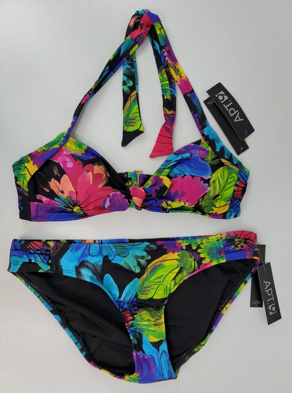 Apt 9 Womens Desert Bloom Floral Bikini Top and Bottom Swimwear Size 6 New